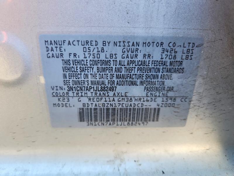 Aukcja sprzedaży 2018 Nissan Versa, vin: 3N1CN7AP1JL882497, numer aukcji: 59975476
