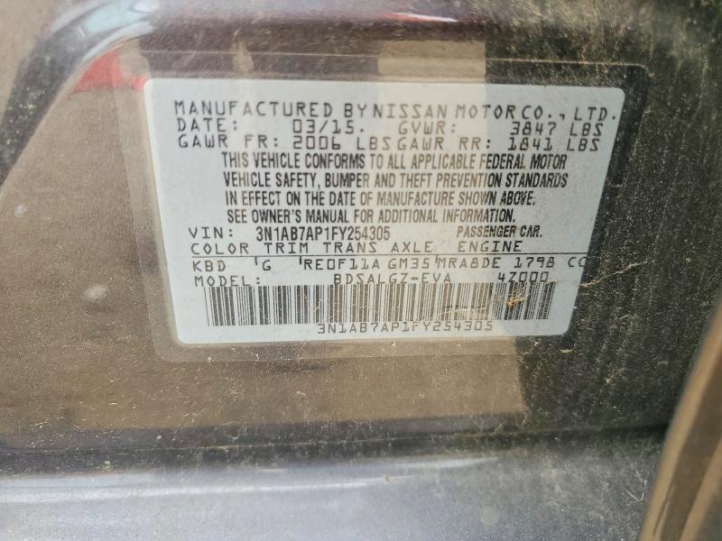 Продажа на аукционе авто 2015 Nissan Sentra, vin: 3N1AB7AP1FY254305, номер лота: 60890656
