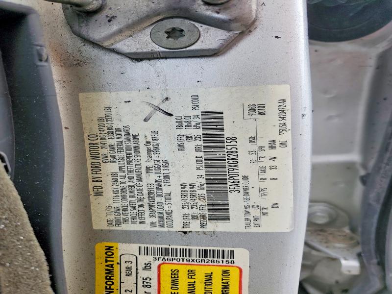 2016 Ford Fusion მანქანა იყიდება აუქციონზე, vin: 3FA6P0T9XGR285158, აუქციონის ნომერი: 63145216