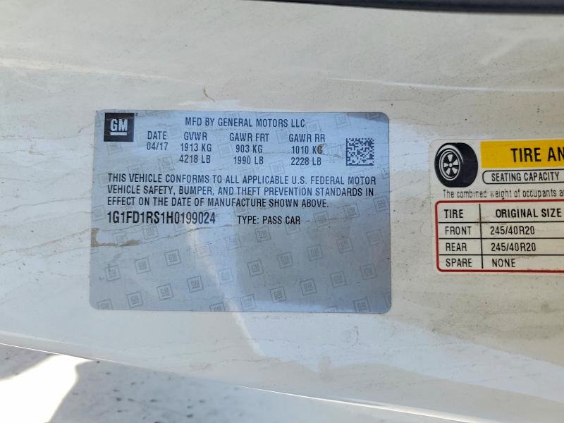 Продажа на аукционе авто 2017 Chevrolet Camaro, vin: 1G1FD1RS1H0199024, номер лота: 59993326
