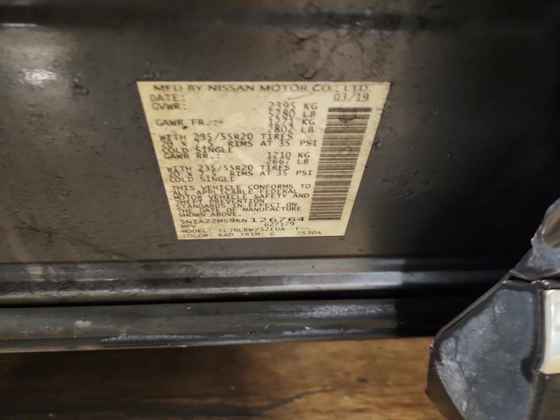 2019 Nissan Murano მანქანა იყიდება აუქციონზე, vin: 5N1AZ2MS9KN126764, აუქციონის ნომერი: 60361926