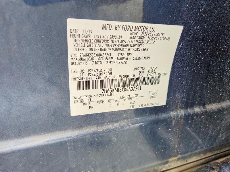 Aukcja sprzedaży 2019 Ford Flex, vin: 2FMGK5B8XKBA37241, numer aukcji: 62311226