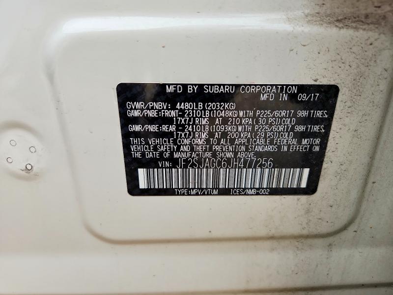 61149646 :رقم المزاد ، JF2SJAGC6JH477256 vin ، 2018 Subaru Forester مزاد بيع