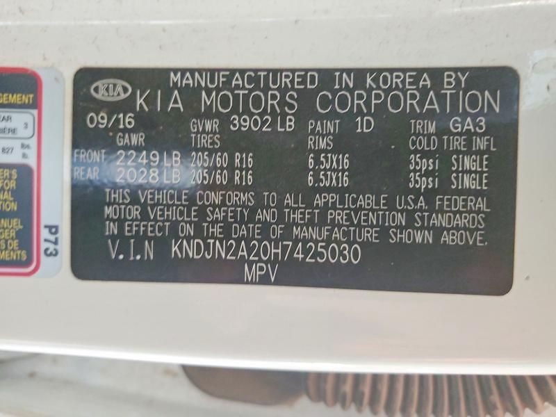 Aukcja sprzedaży 2017 Kia Soul, vin: KNDJN2A20H7425030, numer aukcji: 63157636