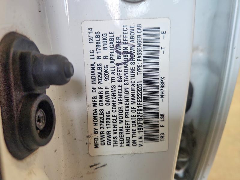 Продажа на аукционе авто 2015 Honda Civic, vin: 19XFB2F91FE223251, номер лота: 61940796