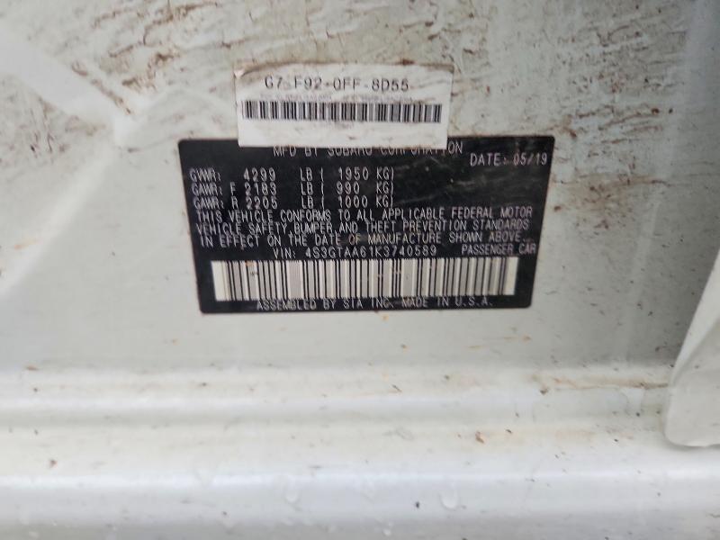 Aukcja sprzedaży 2019 Subaru Impreza, vin: 4S3GTAA61K3740589, numer aukcji: 62561816