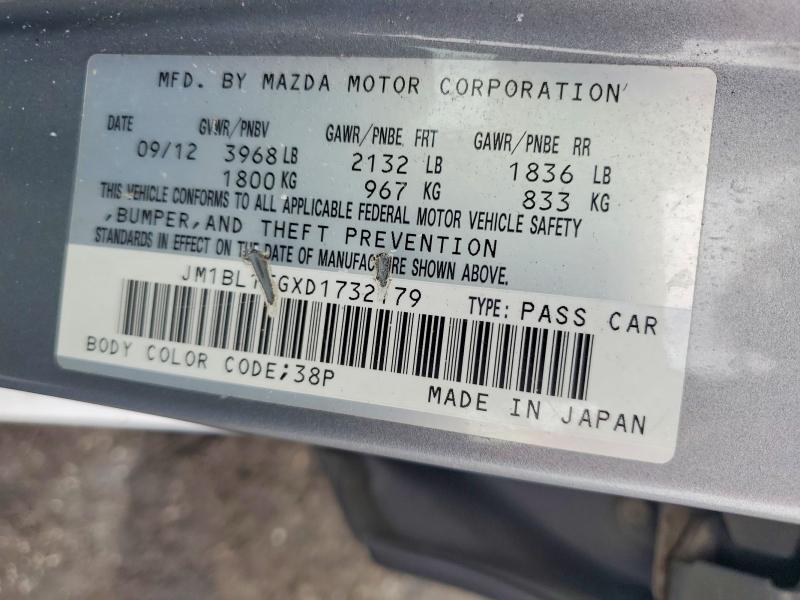 Aukcja sprzedaży 2013 Mazda 3, vin: JM1BL1TGXD1732179, numer aukcji: 60458266