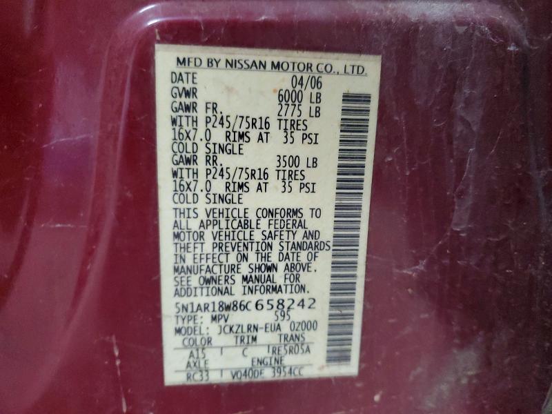 Продаж на аукціоні авто 2006 Nissan Pathfinder, vin: 5N1AR18W86C658242, номер лоту: 61510626