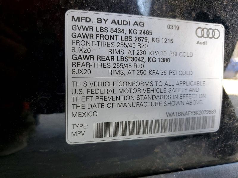 Aukcja sprzedaży 2019 Audi Q5, vin: WA1BNAFY5K2079583, numer aukcji: 60522796