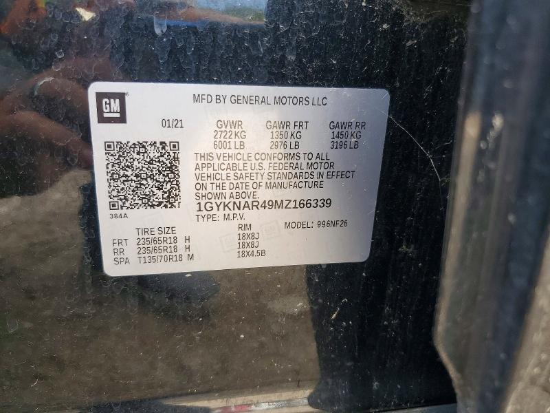 Auction sale of the 2021 Cadillac Xt5, vin: 1GYKNAR49MZ166339, lot number: 59830126