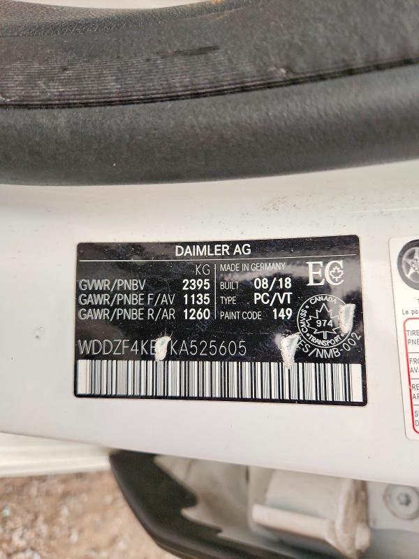 2019 Mercedes-benz E მანქანა იყიდება აუქციონზე, vin: WDDZF4KB7KA525605, აუქციონის ნომერი: 60948316