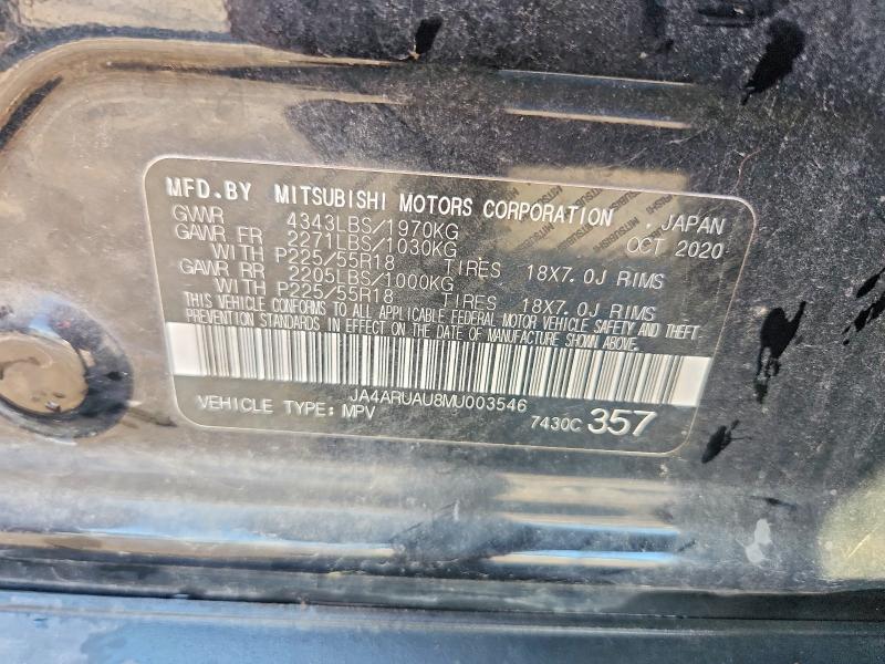 2021 Mitsubishi Outlander Sport მანქანა იყიდება აუქციონზე, vin: JA4ARUAU8MU003546, აუქციონის ნომერი: 61028086
