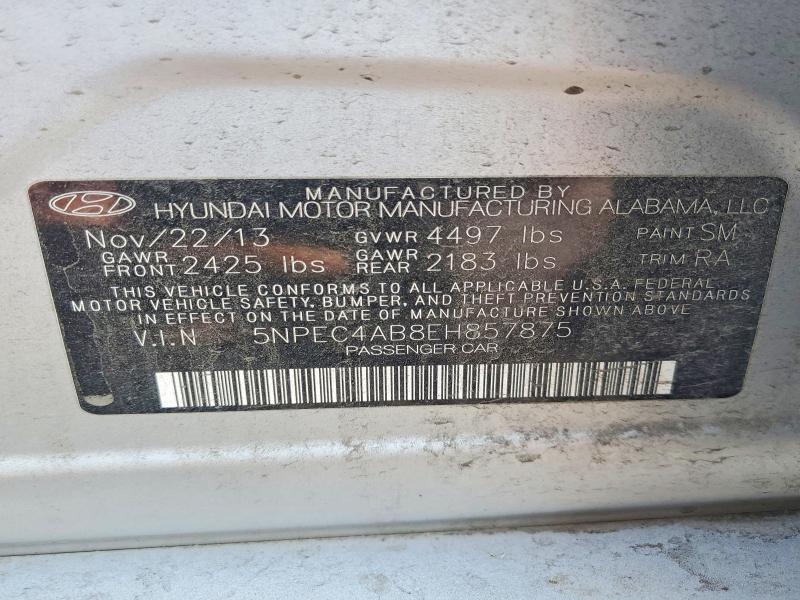 Продажа на аукционе авто 2014 Hyundai Sonata, vin: 5NPEC4AB8EH857875, номер лота: 61941436