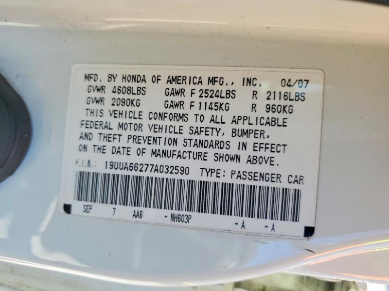 62718756 :رقم المزاد ، 19UUA66277A032590 vin ، 2007 Acura Tl مزاد بيع