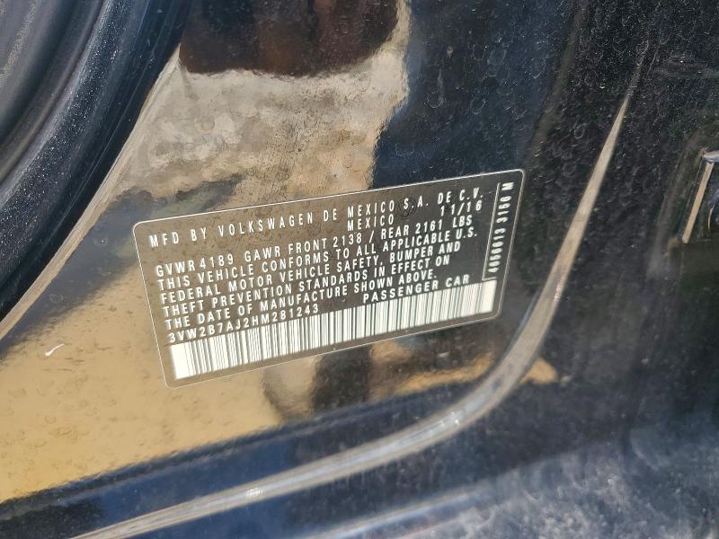 Aukcja sprzedaży 2017 Volkswagen Jetta, vin: 3VW2B7AJ2HM281243, numer aukcji: 59919826