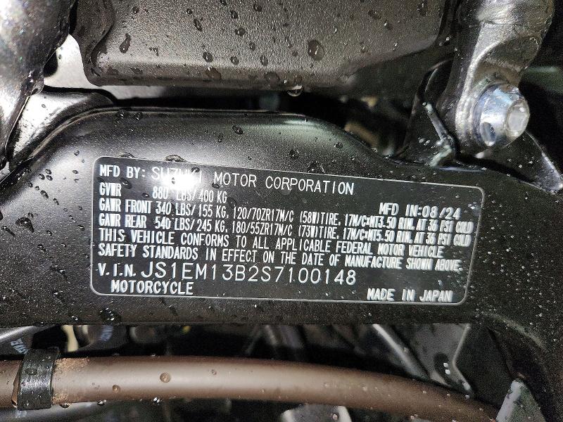 2025 Suzuki Gsx800 მანქანა იყიდება აუქციონზე, vin: JS1EM13B2S7100148, აუქციონის ნომერი: 62958886