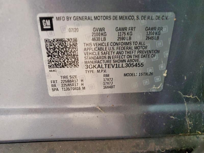 2020 Gmc Terrain მანქანა იყიდება აუქციონზე, vin: 3GKALTEV1LL305455, აუქციონის ნომერი: 59768106