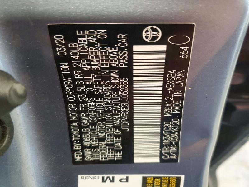 Aukcja sprzedaży 2020 Toyota Corolla, vin: JTDP4RCE2LJ052355, numer aukcji: 60277176