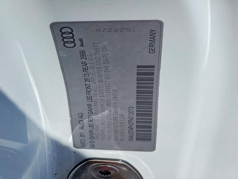 61937616 :رقم المزاد ، WAUCFAFH2FN012013 vin ، 2015 Audi A5 مزاد بيع