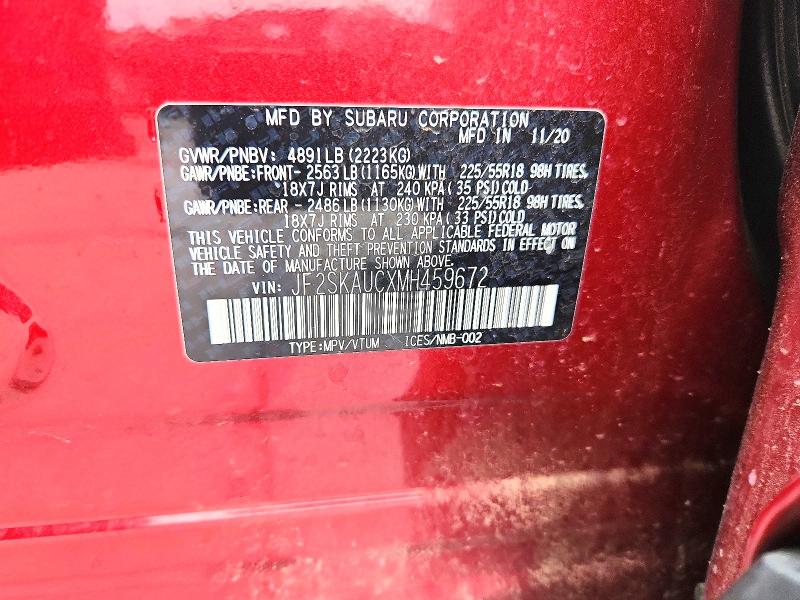 Aukcja sprzedaży 2021 Subaru Forester, vin: JF2SKAUCXMH459672, numer aukcji: 62467116