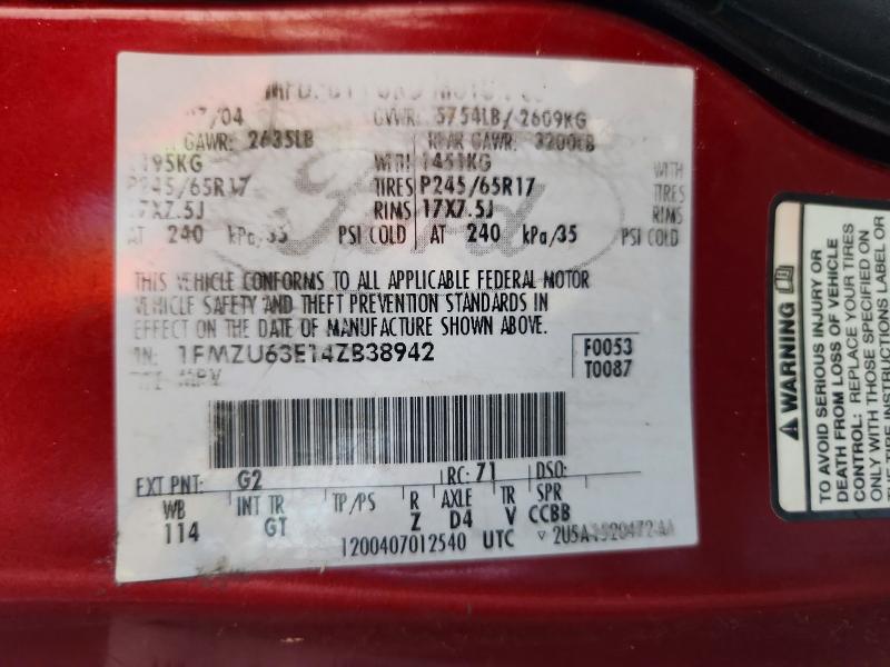 Aukcja sprzedaży 2004 Ford Explorer, vin: 1FMZU63E14ZB38942, numer aukcji: 60394576