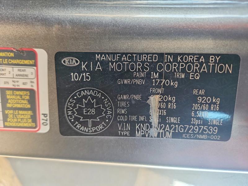 Aukcja sprzedaży 2016 Kia Soul, vin: KNDJN2A21G7297539, numer aukcji: 61531236
