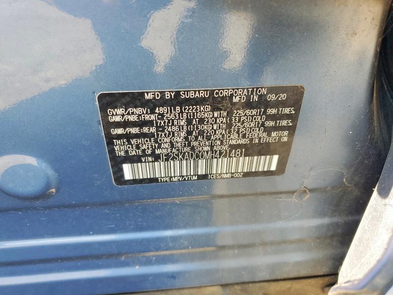 2021 Subaru Forester მანქანა იყიდება აუქციონზე, vin: JF2SKADC0MH421481, აუქციონის ნომერი: 85630445