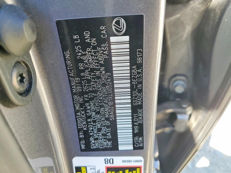 Aukcja sprzedaży 2020 Lexus Es, vin: 58ADZ1B1XLU052479, numer aukcji: 59736486