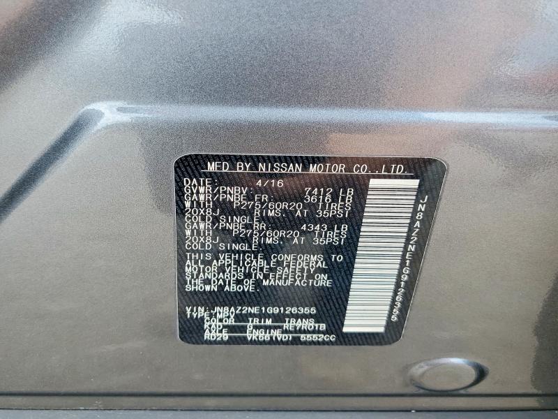 Продаж на аукціоні авто 2016 Infiniti Qx80, vin: JN8AZ2NE1G9126355, номер лоту: 60039336