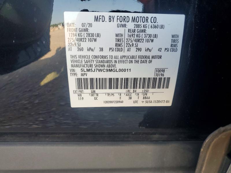 Продажа на аукционе авто 2021 Lincoln Aviator, vin: 5LM5J7WC9MGL00011, номер лота: 60261646