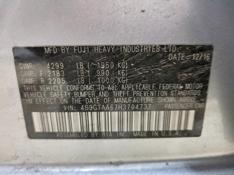 Продаж на аукціоні авто 2017 Subaru Impreza, vin: 4S3GTAA67H3704737, номер лоту: 60038566