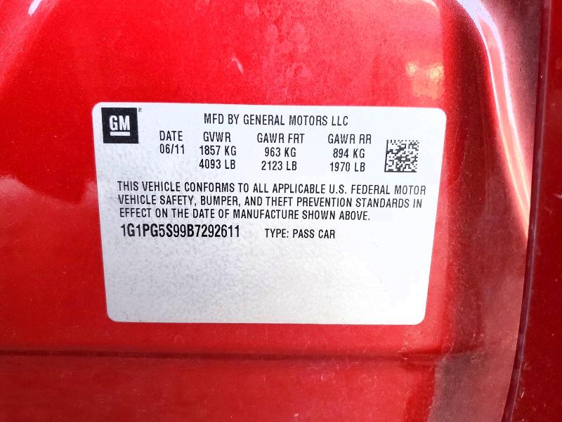 Продаж на аукціоні авто 2011 Chevrolet Cruze, vin: 1G1PG5S99B7292611, номер лоту: 62716796