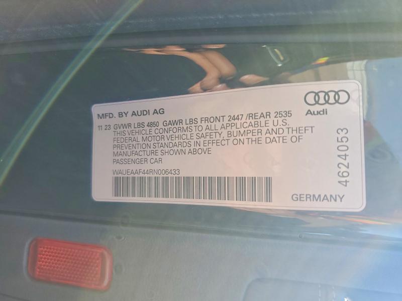 61632266 :رقم المزاد ، WAUEAAF44RN006433 vin ، 2024 Audi A4 مزاد بيع