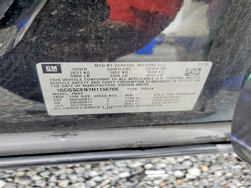 2017 Chevrolet Colorado მანქანა იყიდება აუქციონზე, vin: 1GCGSCEN7H1156766, აუქციონის ნომერი: 60576356