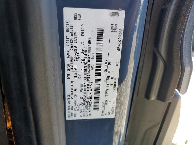Продажа на аукционе авто 2020 Ford Transit, vin: 1FTBR3X85LKB27749, номер лота: 62543626