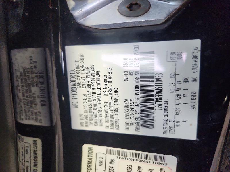 Aukcja sprzedaży 2021 Ford Mustang, vin: 1FATP8FF0M5110953, numer aukcji: 59914186