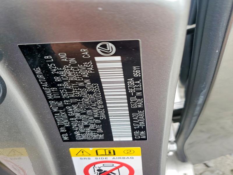 Продажа на аукционе авто 2019 Lexus Es, vin: 58ABZ1B18KU023553, номер лота: 60375176