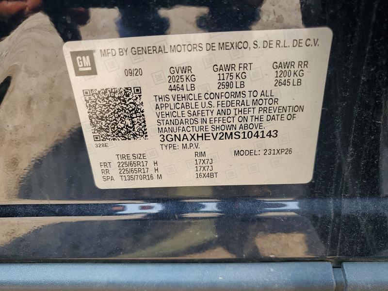 Продажа на аукционе авто 2021 Chevrolet Equinox, vin: 3GNAXHEV2MS104143, номер лота: 61171836
