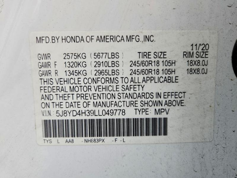 Продаж на аукціоні авто 2020 Acura Mdx, vin: 5J8YD4H39LL049778, номер лоту: 61927626