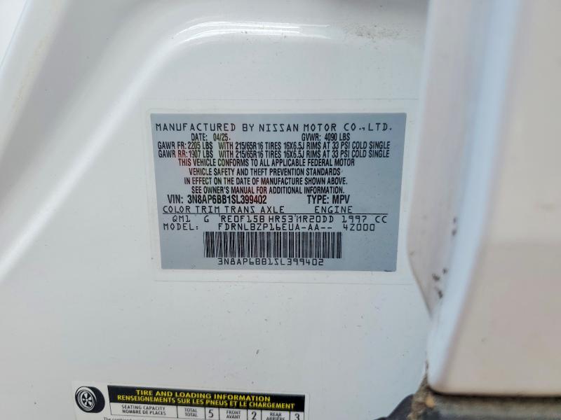 Продажа на аукционе авто 2025 Nissan Kicks, vin: 3N8AP6BB1SL399402, номер лота: 63302156