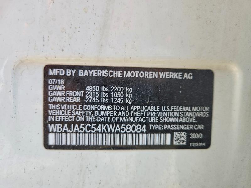 Aukcja sprzedaży 2019 Bmw 530, vin: WBAJA5C54KWA58084, numer aukcji: 61075876
