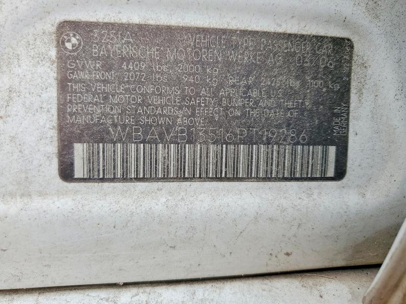 Aukcja sprzedaży 2006 Bmw 325, vin: WBAVB13516PT19286, numer aukcji: 62633566