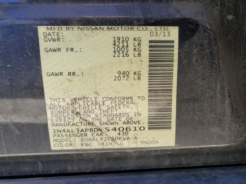 Продажа на аукционе авто 2013 Nissan Altima, vin: 1N4AL3AP8DN540610, номер лота: 60455486