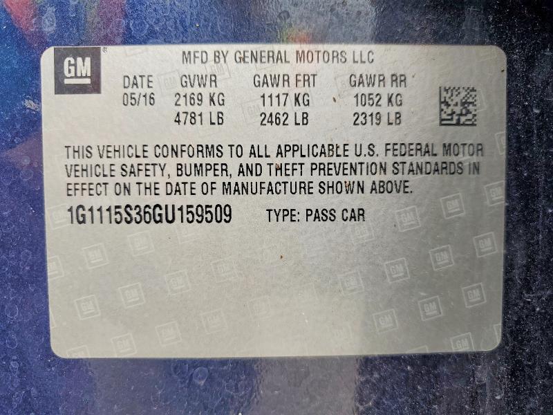 Aukcja sprzedaży 2016 Chevrolet Impala, vin: 1G1115S36GU159509, numer aukcji: 59966176