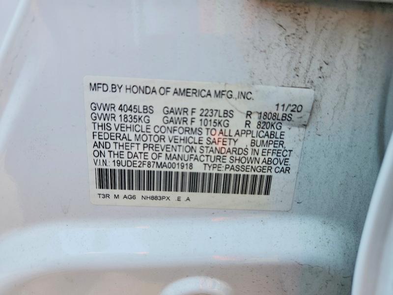 2021 Acura Ilx მანქანა იყიდება აუქციონზე, vin: 19UDE2F87MA001918, აუქციონის ნომერი: 62279676