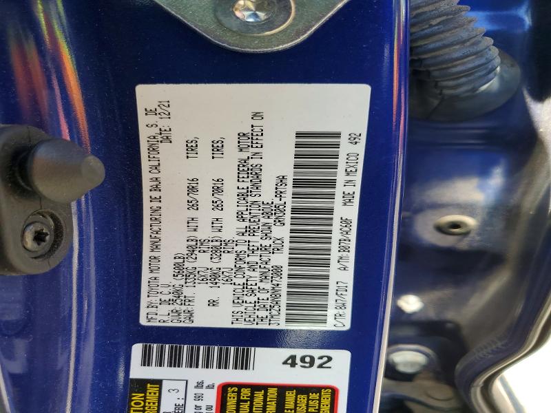 60328886 :رقم المزاد ، 3TMCZ5AN8NM473000 vin ، 2022 Toyota Tacoma مزاد بيع