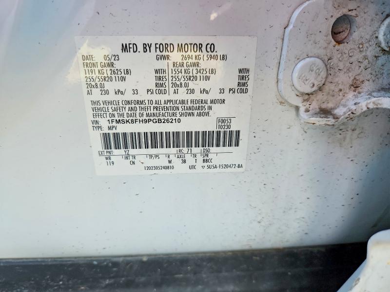 Продажа на аукционе авто 2023 Ford Explorer, vin: 1FMSK8FH9PGB26210, номер лота: 59713176