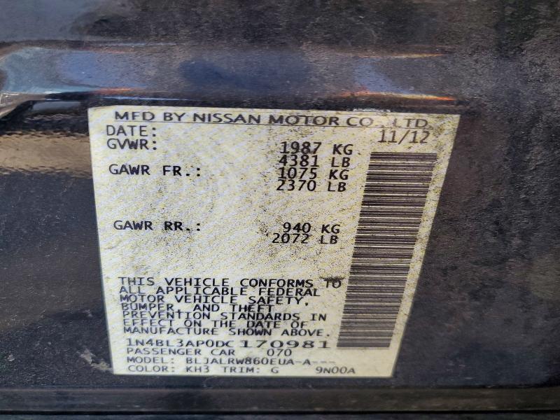 63311166 :رقم المزاد ، 1N4BL3AP0DC170981 vin ، 2013 Nissan Altima مزاد بيع