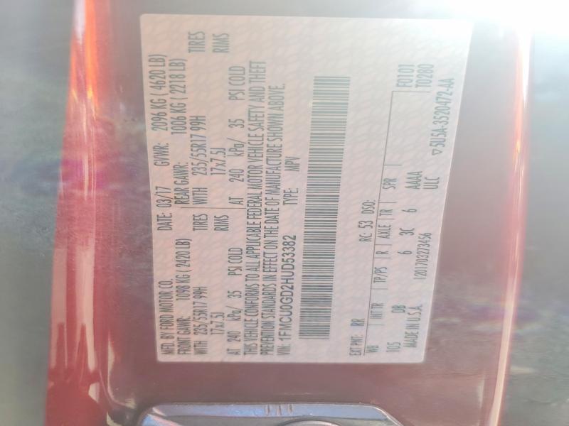 Продаж на аукціоні авто 2017 Ford Escape, vin: 1FMCU0GD2HUD53382, номер лоту: 85603045