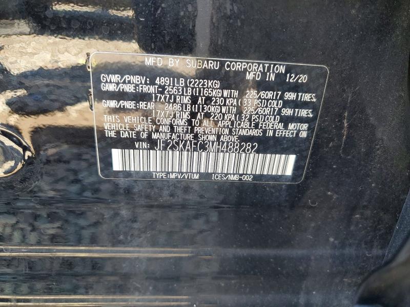 Aukcja sprzedaży 2021 Subaru Forester, vin: JF2SKAFC3MH488282, numer aukcji: 63114226